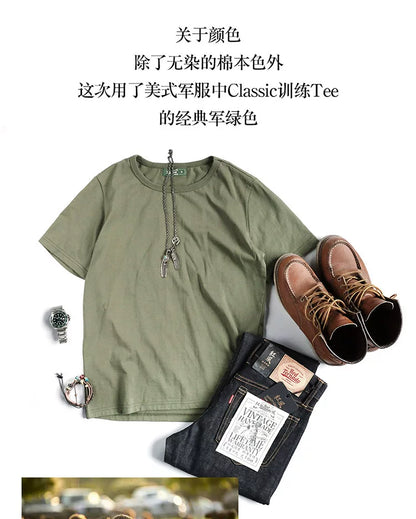 T1-0006 Red Tornado Big US European Size Crew Neck T-Shirts Men 270gsm Heavy  100% Cotton Casual Tee Shirt