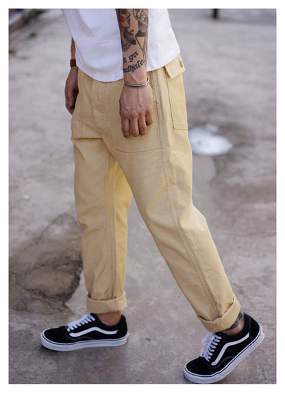 SauceZhan OG107 Utility Fatigue Pants Military PANTS Classic Cargo  Olive  Men's Baker Pants Satin Cotton Straight Fit