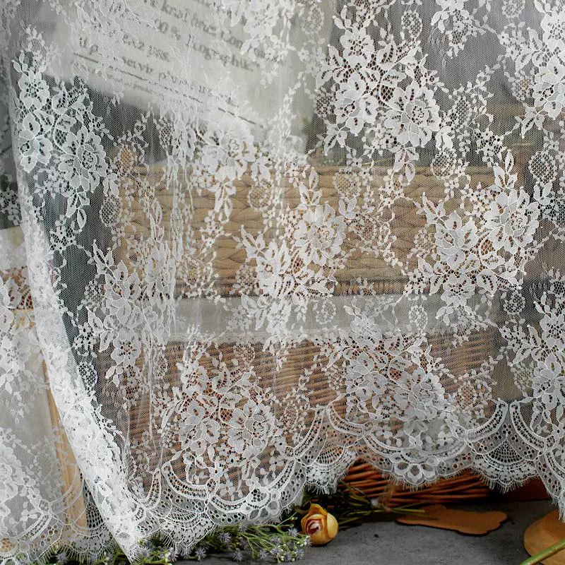 3Meter Exquisite Eyelash Lace 150CM White Lace Fabric Wedding Dress Sexy Lingerie DIY Clothes Accessory Wholesale Prices