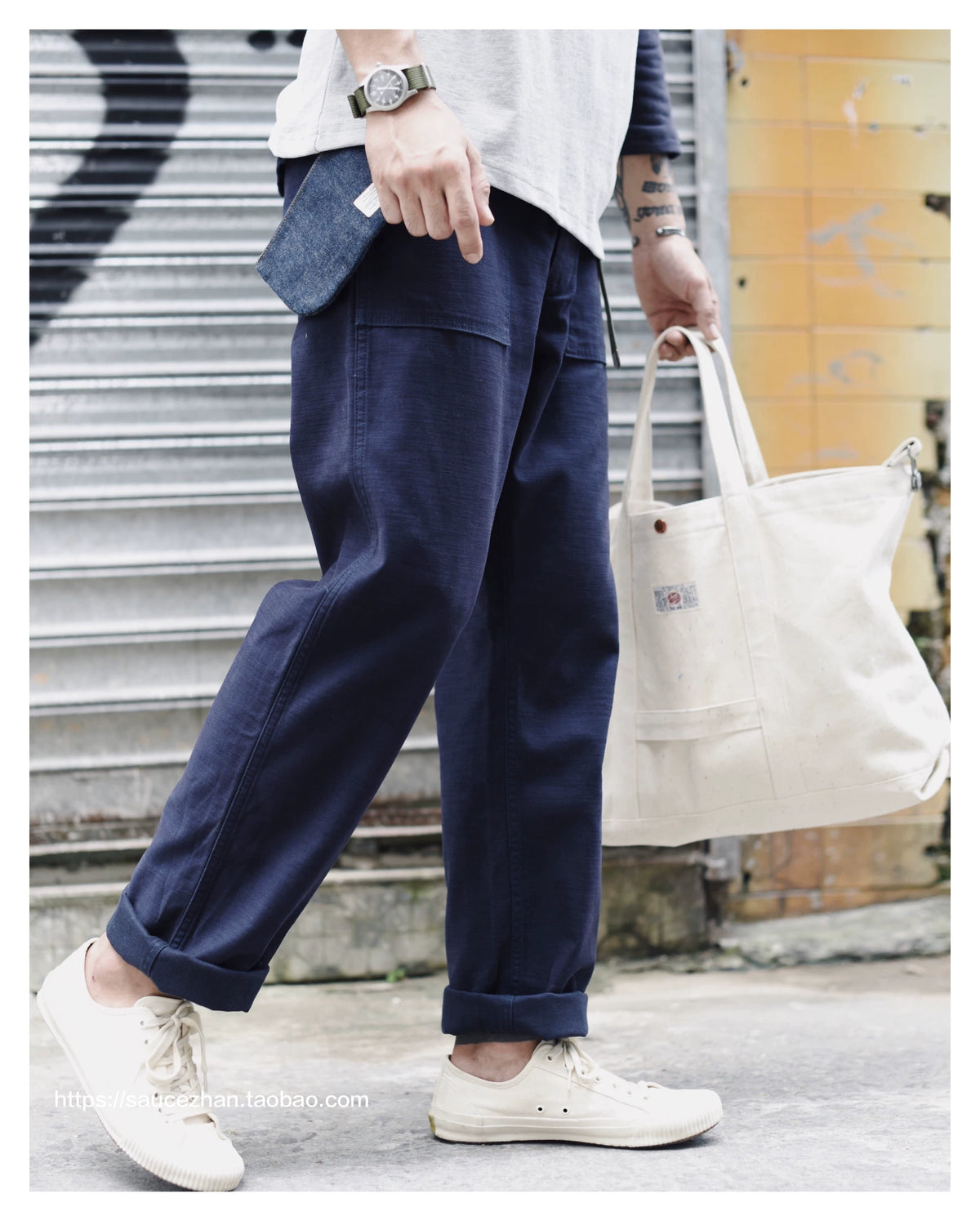 SauceZhan OG107 Utility Fatigue Pants Military PANTS Classic Cargo  Olive  Men's Baker Pants Satin Cotton Straight Fit