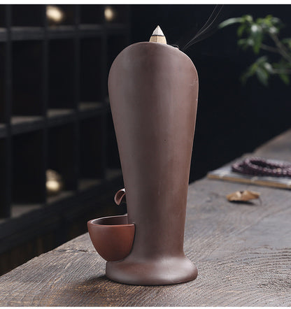 1pc Ceramic Waterfall Incense Burner Backflow Incense Burner Multifunctional Ornament (Without Incense)