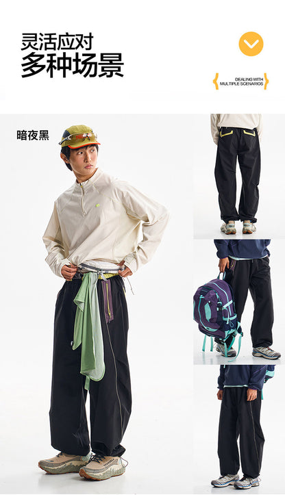 Men Women Splice Fashion Outdoor Loose Casual Lightweight Quick Dry Sports Cargo Baggy Pants Track Trouser Jogger Sweatpants