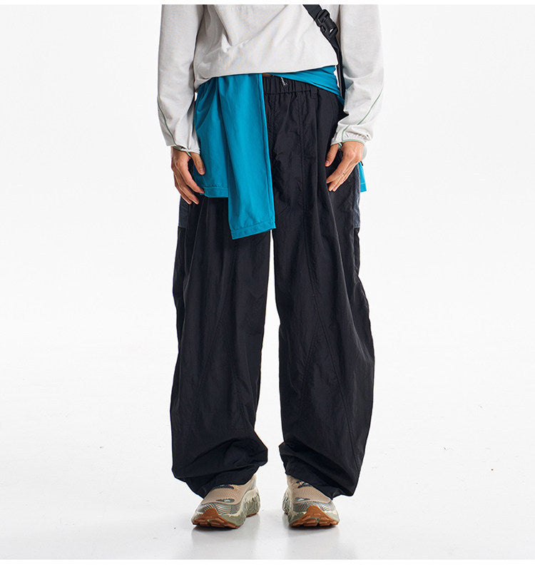 Men Women Splice Fashion Outdoor Loose Casual Lightweight Quick Dry Sports Cargo Baggy Pants Track Trouser Jogger Sweatpants