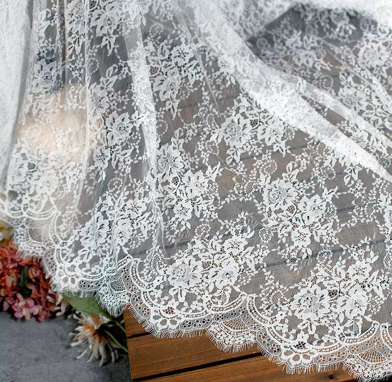 3Meter Exquisite Eyelash Lace 150CM White Lace Fabric Wedding Dress Sexy Lingerie DIY Clothes Accessory Wholesale Prices
