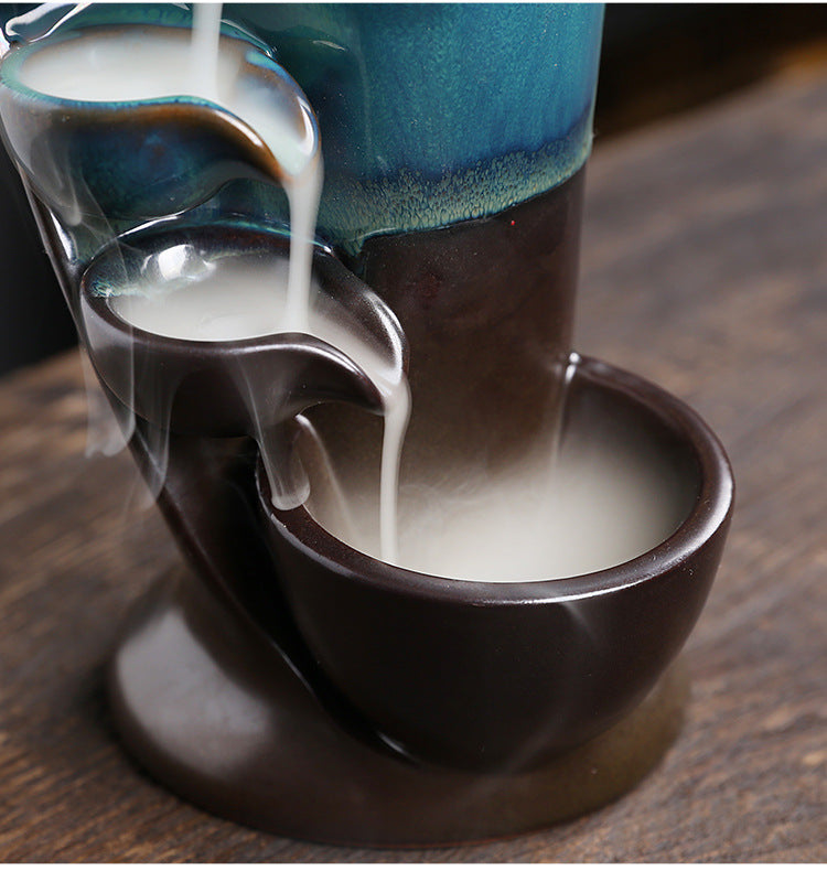 1pc Ceramic Waterfall Incense Burner Backflow Incense Burner Multifunctional Ornament (Without Incense)
