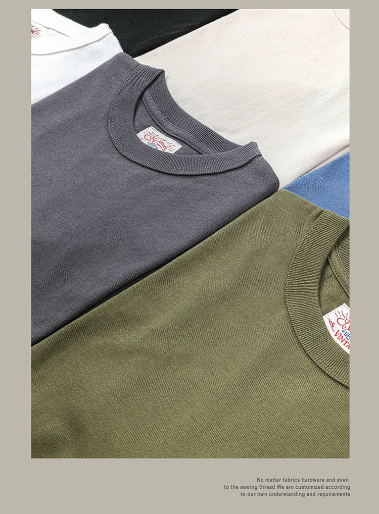 T1-0006 Red Tornado Big US European Size Crew Neck T-Shirts Men 270gsm Heavy  100% Cotton Casual Tee Shirt