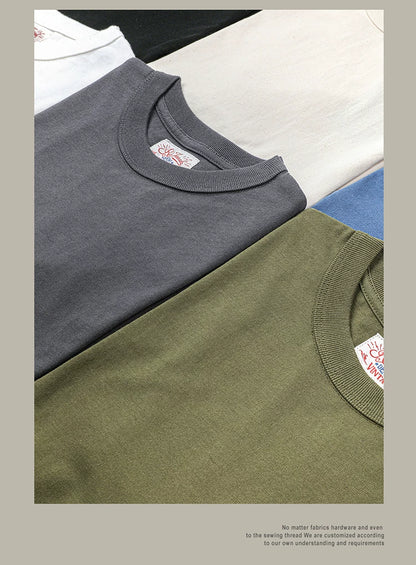 T1-0006 Red Tornado Big US European Size Crew Neck T-Shirts Men 270gsm Heavy  100% Cotton Casual Tee Shirt