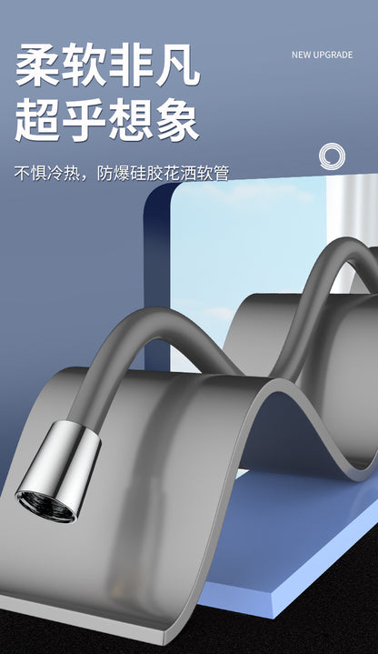 New 1.5/2/3M Silicone Shower Head Hose Flexible Anti-Winding Pipe High Pressure Powerful Shower Tube Bathroom Faucte Accessories