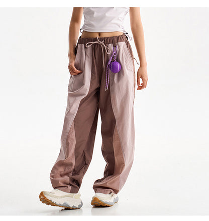 Men Outdoor Lightweight Quick Dry Ultra Loose Casual Splice Wide Leg Techwear Track Cargo Pants Women Streetwear Baggy Trousers