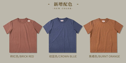 T1-0006 Red Tornado Big US European Size Crew Neck T-Shirts Men 270gsm Heavy  100% Cotton Casual Tee Shirt