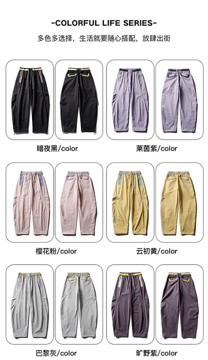 Men Women Splice Fashion Outdoor Loose Casual Lightweight Quick Dry Sports Cargo Baggy Pants Track Trouser Jogger Sweatpants