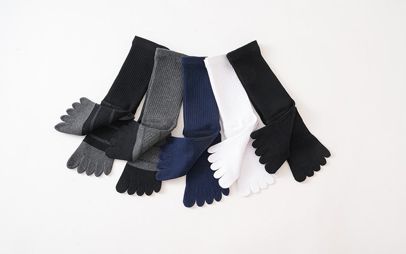 1/5 Pairs Men's Toe Socks Long Compression Sweat-Absorbing Fitness Marathon Hiking Outdoor Basketball Five Finger Sport Socks