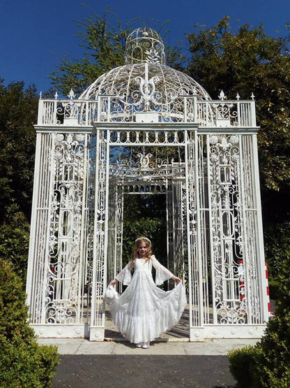Kids Clothes White Lace Girls Full Sleeve Princess Dress Wedding Fancy Girl Long Dresses Elegant Evening Party Ball Gown 2 to 14