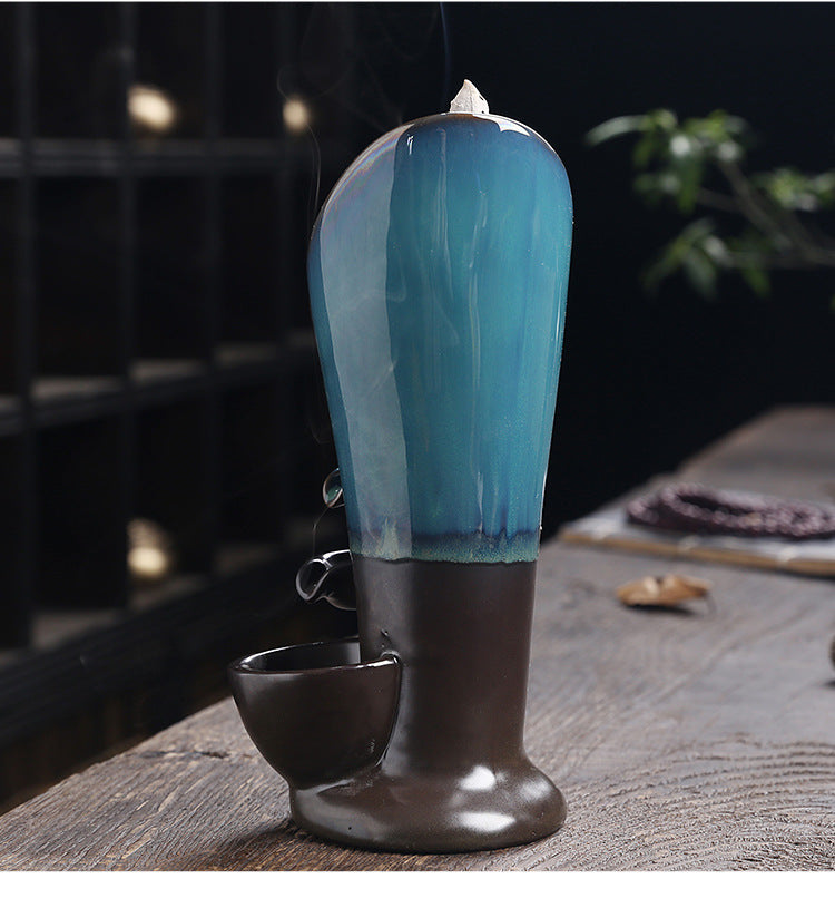 1pc Ceramic Waterfall Incense Burner Backflow Incense Burner Multifunctional Ornament (Without Incense)