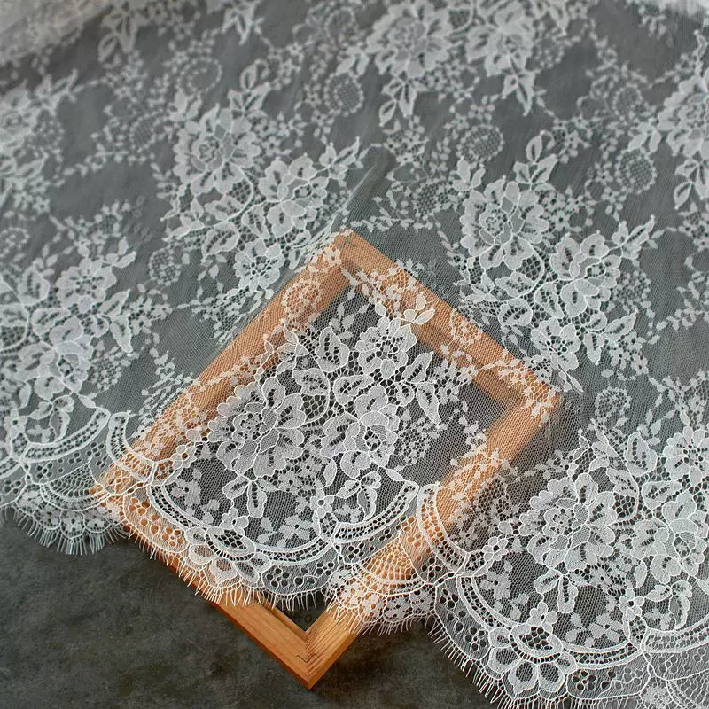 3Meter Exquisite Eyelash Lace 150CM White Lace Fabric Wedding Dress Sexy Lingerie DIY Clothes Accessory Wholesale Prices