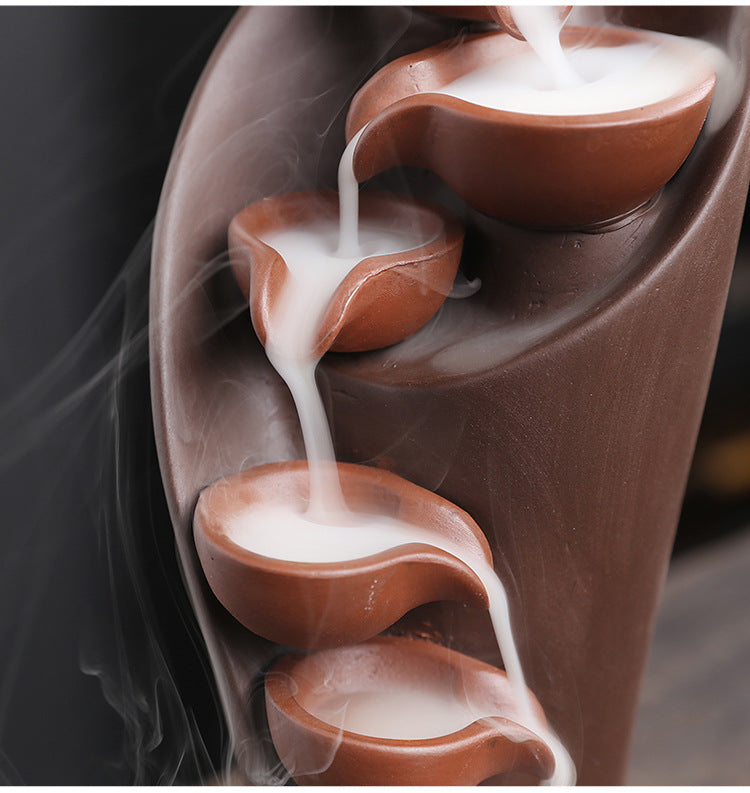 1pc Ceramic Waterfall Incense Burner Backflow Incense Burner Multifunctional Ornament (Without Incense)