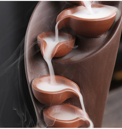 1pc Ceramic Waterfall Incense Burner Backflow Incense Burner Multifunctional Ornament (Without Incense)