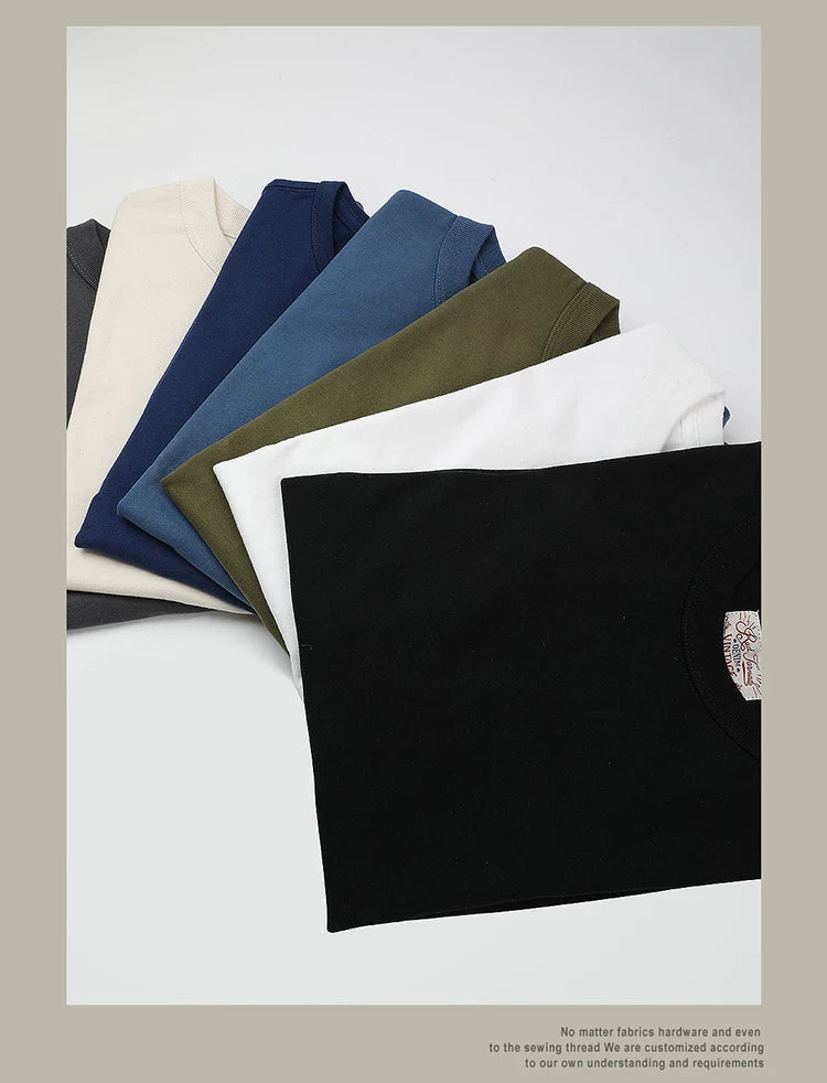 T1-0006 Red Tornado Big US European Size Crew Neck T-Shirts Men 270gsm Heavy  100% Cotton Casual Tee Shirt