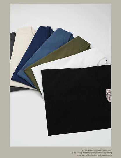 T1-0006 Red Tornado Big US European Size Crew Neck T-Shirts Men 270gsm Heavy  100% Cotton Casual Tee Shirt