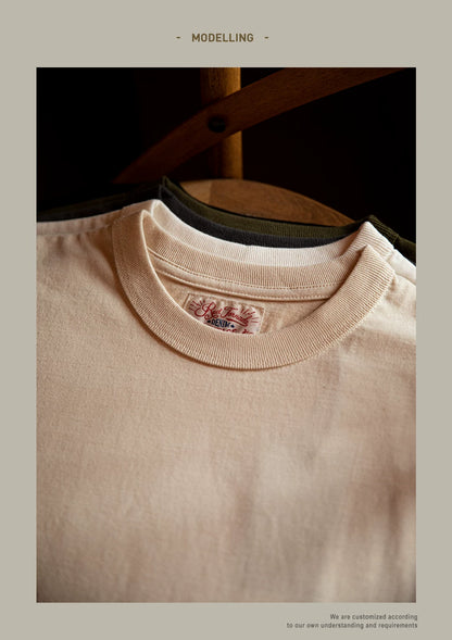 T1-0006 Red Tornado Big US European Size Crew Neck T-Shirts Men 270gsm Heavy  100% Cotton Casual Tee Shirt