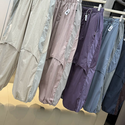 Men Women Splice Fashion Outdoor Loose Casual Lightweight Quick Dry Sports Cargo Baggy Pants Track Trouser Jogger Sweatpants