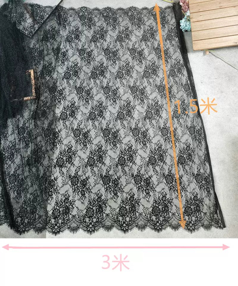 3Meter Exquisite Eyelash Lace 150CM White Lace Fabric Wedding Dress Sexy Lingerie DIY Clothes Accessory Wholesale Prices