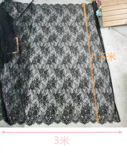 3Meter Exquisite Eyelash Lace 150CM White Lace Fabric Wedding Dress Sexy Lingerie DIY Clothes Accessory Wholesale Prices