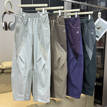 Men Outdoor Lightweight Quick Dry Ultra Loose Casual Splice Wide Leg Techwear Track Cargo Pants Women Streetwear Baggy Trousers