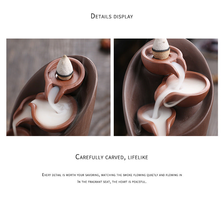 1pc Ceramic Waterfall Incense Burner Backflow Incense Burner Multifunctional Ornament (Without Incense)