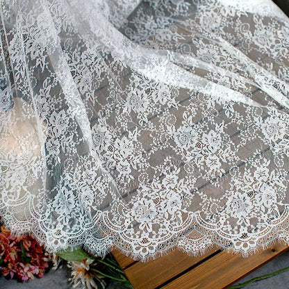 3Meter Exquisite Eyelash Lace 150CM White Lace Fabric Wedding Dress Sexy Lingerie DIY Clothes Accessory Wholesale Prices
