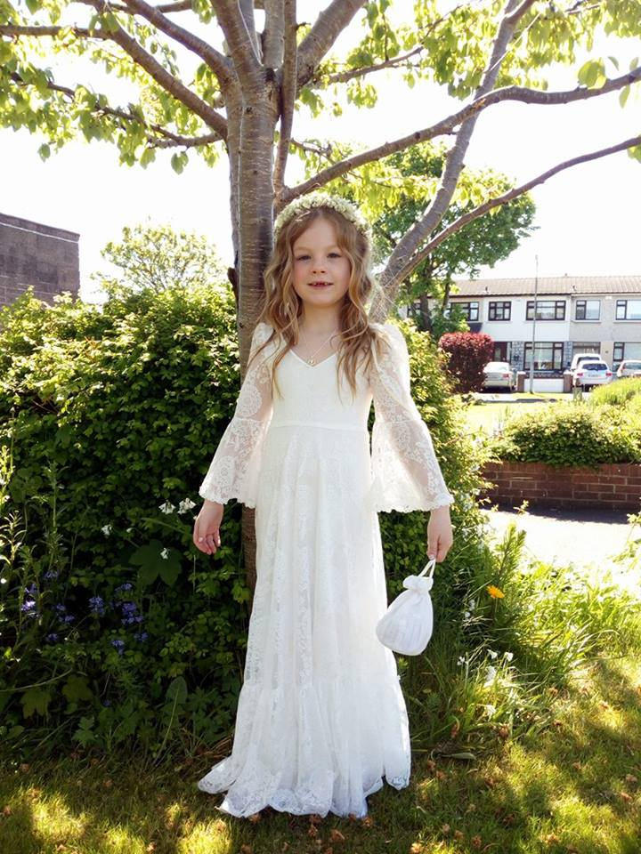 Kids Clothes White Lace Girls Full Sleeve Princess Dress Wedding Fancy Girl Long Dresses Elegant Evening Party Ball Gown 2 to 14