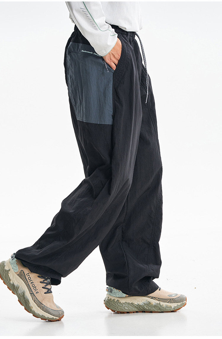 Men Women Splice Fashion Outdoor Loose Casual Lightweight Quick Dry Sports Cargo Baggy Pants Track Trouser Jogger Sweatpants