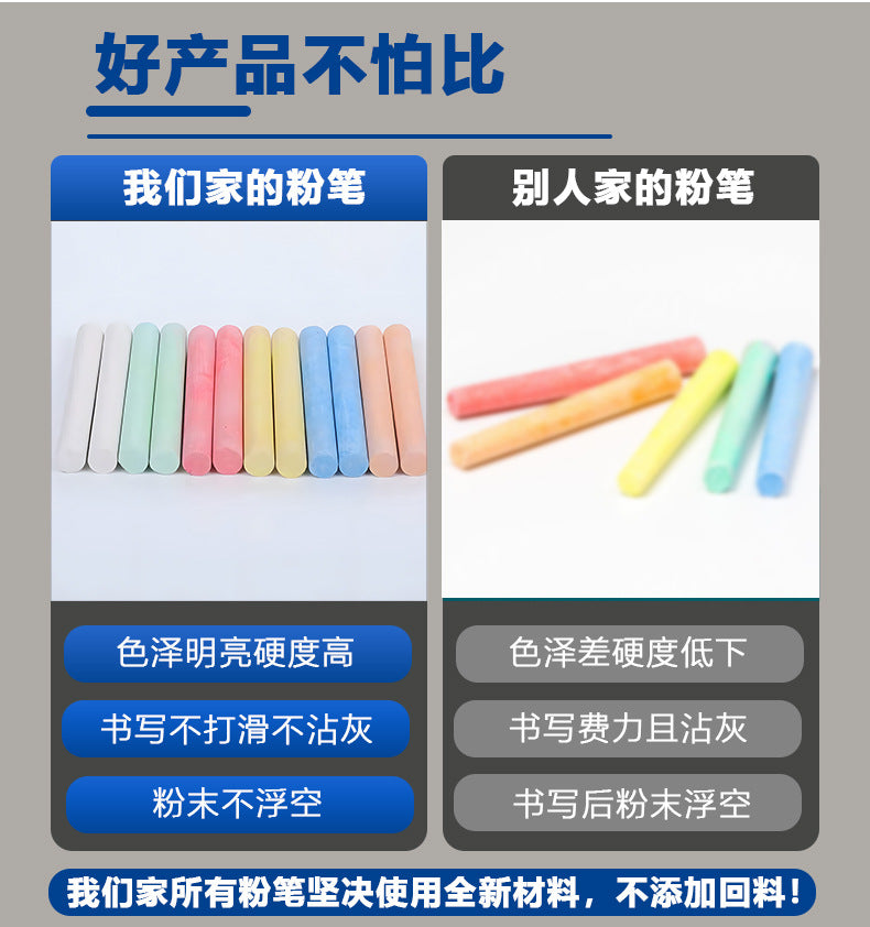 12Pcs/Box Teaching Color Non-dust Healthy Chalk Children's Drawing Board Professional Matching Chalks Wholesale School Supplies