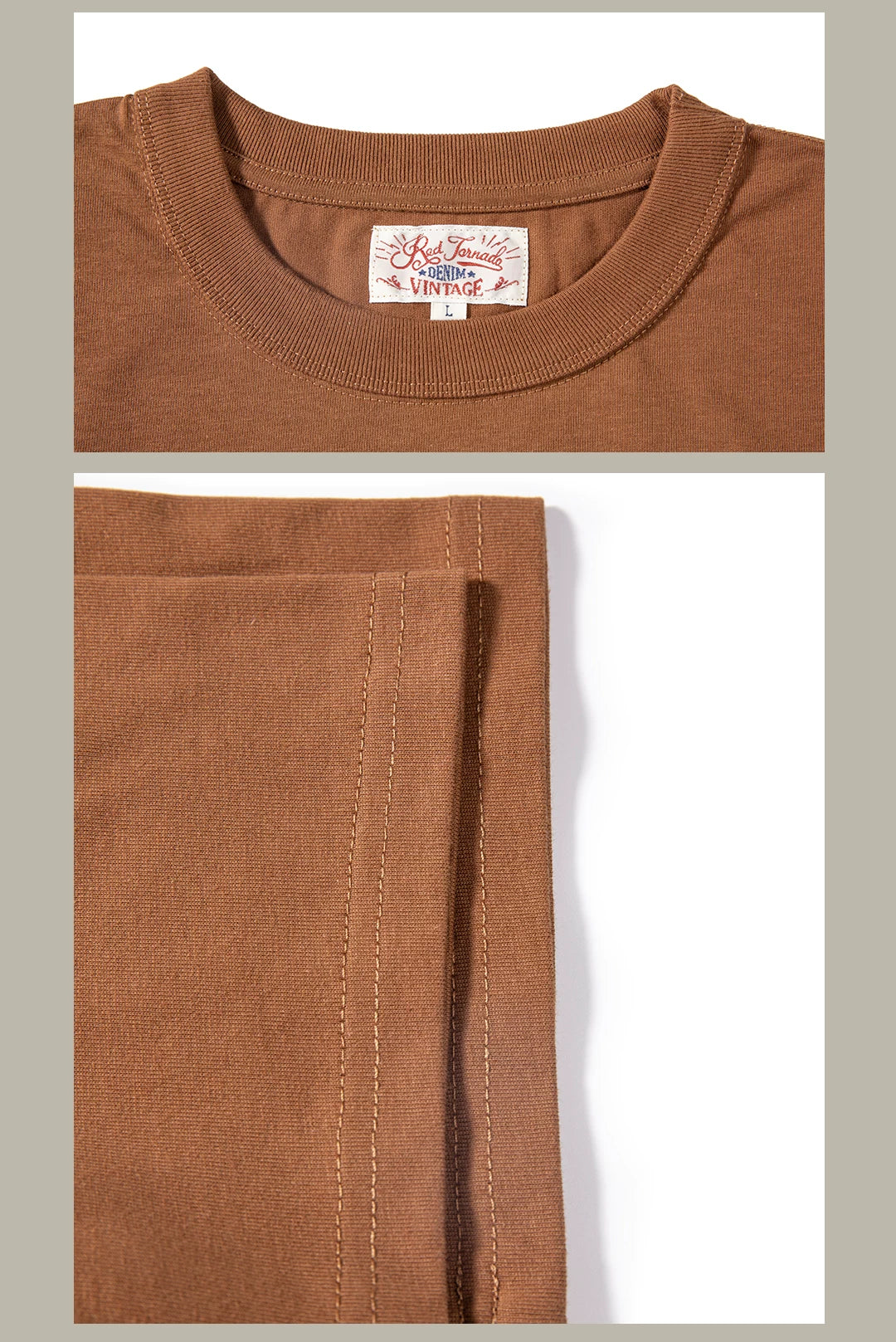 T1-0006 Red Tornado Big US European Size Crew Neck T-Shirts Men 270gsm Heavy  100% Cotton Casual Tee Shirt