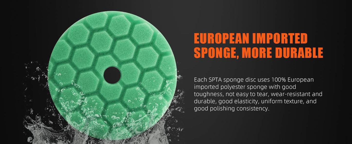 SPTA 3"/5"/6" Car Spong Buffing Polishing Pad Honeycomb Pattern Hook&Loop Backer For DA/RO/GA Car Buffer Polisher