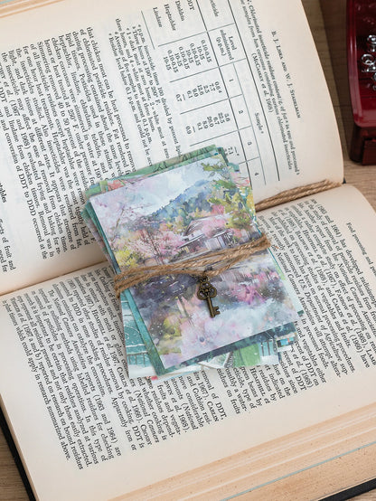 200 Sheets per Book of Different Themed Patterned Paper, with Floral and Landscape Designs, for DIY Diary, Scrapbook Decoration