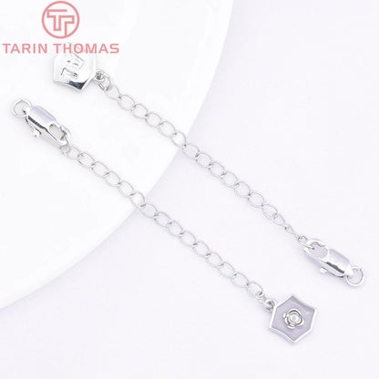 (3564) Full Length 85MM 24K Gold Color Plated Brass Extender Chain with Lobster Clasps High Quality Jewelry Accessories