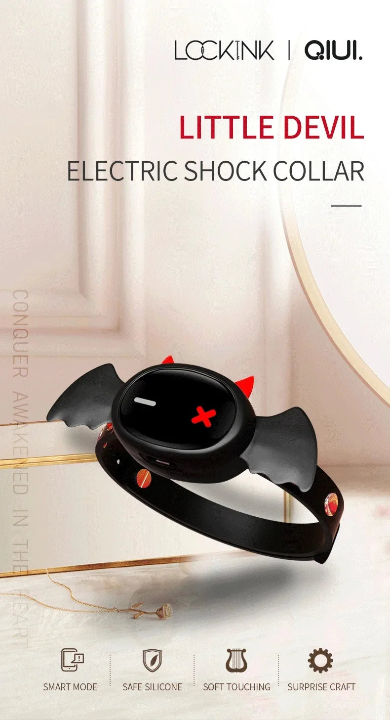 QIUI Electric Shock Collar APP Remote Control Collars Restraint BDSM Devil Shaped Necklace Adult Games Sex Toys for Men Women