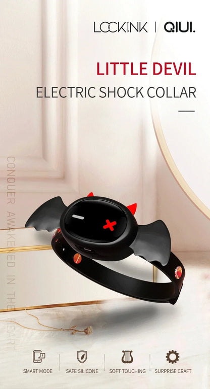 QIUI Electric Shock Collar APP Remote Control Collars Restraint BDSM Devil Shaped Necklace Adult Games Sex Toys for Men Women