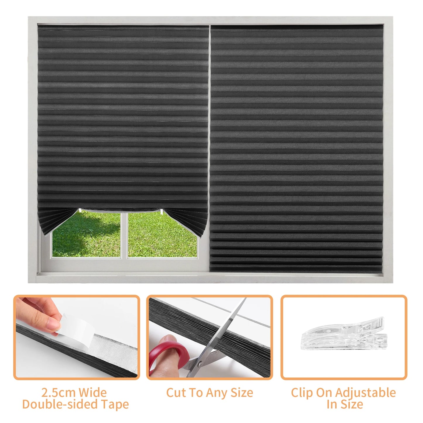 1Pc Shades Self-adhesive Half/Full Windows Nonwoven Folding Curtain Bathroom Balcony Living Room Balcony Curtains Pleated Blinds