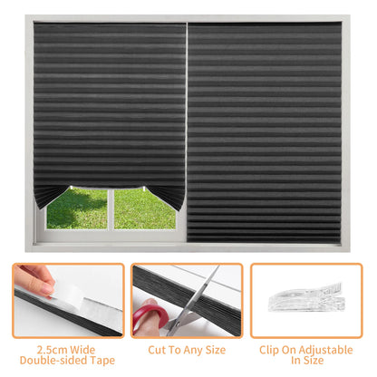 1Pc Shades Self-adhesive Half/Full Windows Nonwoven Folding Curtain Bathroom Balcony Living Room Balcony Curtains Pleated Blinds