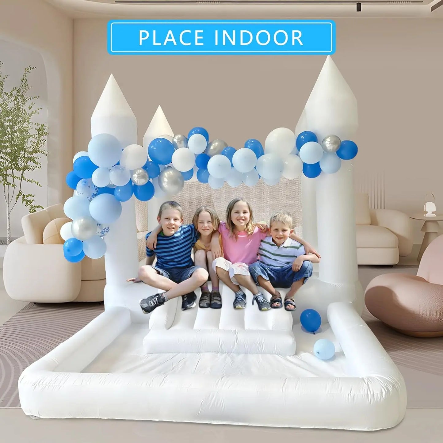 Oxford Jumping Bouncy Castle Bouncer for Wedding Party with Carrying Bag Repair kit Inflatable White Bounce House Professional