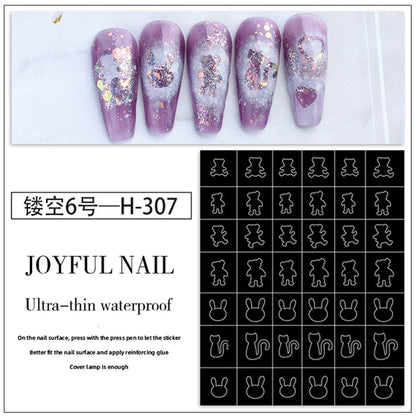 Hollow Nail Art Stickers Spray Painted Design Love Butterfly French Pattern Nail Accessories Decorative Decals