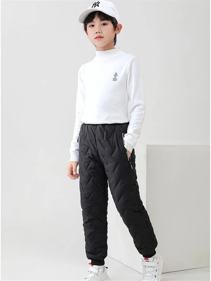 Winter Padded Pants Kids Thick Plus Velvet Warm Trousers Boys Lamb's Wool Cotton Long Pants Autumn Children Casual Sports Pants