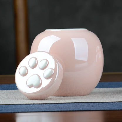 Household Mini Pet Ash Jar Moisture Proof Ceramic Claw Seal Jar Animal Funeral Urn Pet Nostalgia Ornament Portable Ash Box