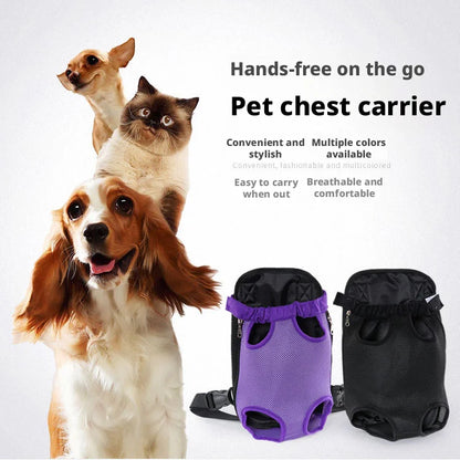 Breathable Pet Dog Cat Chest Carrier Backpack Hands-free Outdoor Travel Bag for Small Pets