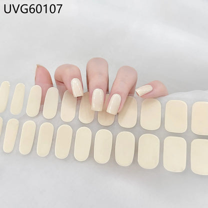 20/22Tips UV Semi cured Gel Nail Stickers Waterproof Long Lasting Full Gel Nail Wraps Press On Nail Decal DIY Manicure
