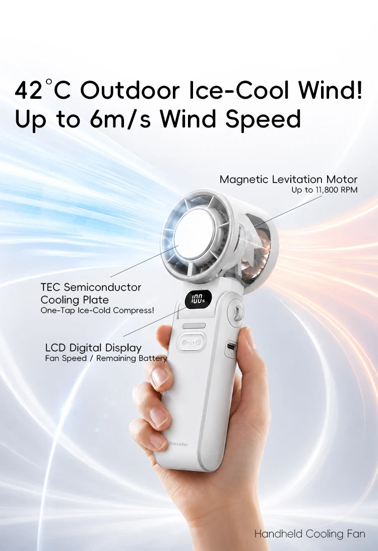 Portable High Speed Cooling Handheld Fan 3600mAh Rechargeable 100 Wind Speeds Adjustable Mini Foldable Air Cooling Turbo Fan