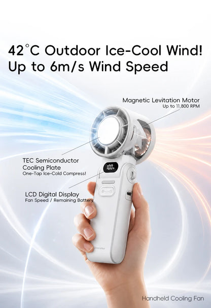Portable High Speed Cooling Handheld Fan 3600mAh Rechargeable 100 Wind Speeds Adjustable Mini Foldable Air Cooling Turbo Fan