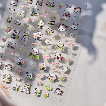 Lovely Animal Graffiti Cat Claw Rabbit Bunny Bear Dog Flower Fruit Dim Sum Candy Sunflower Adhesive 5D Nail Art Stickers Decal